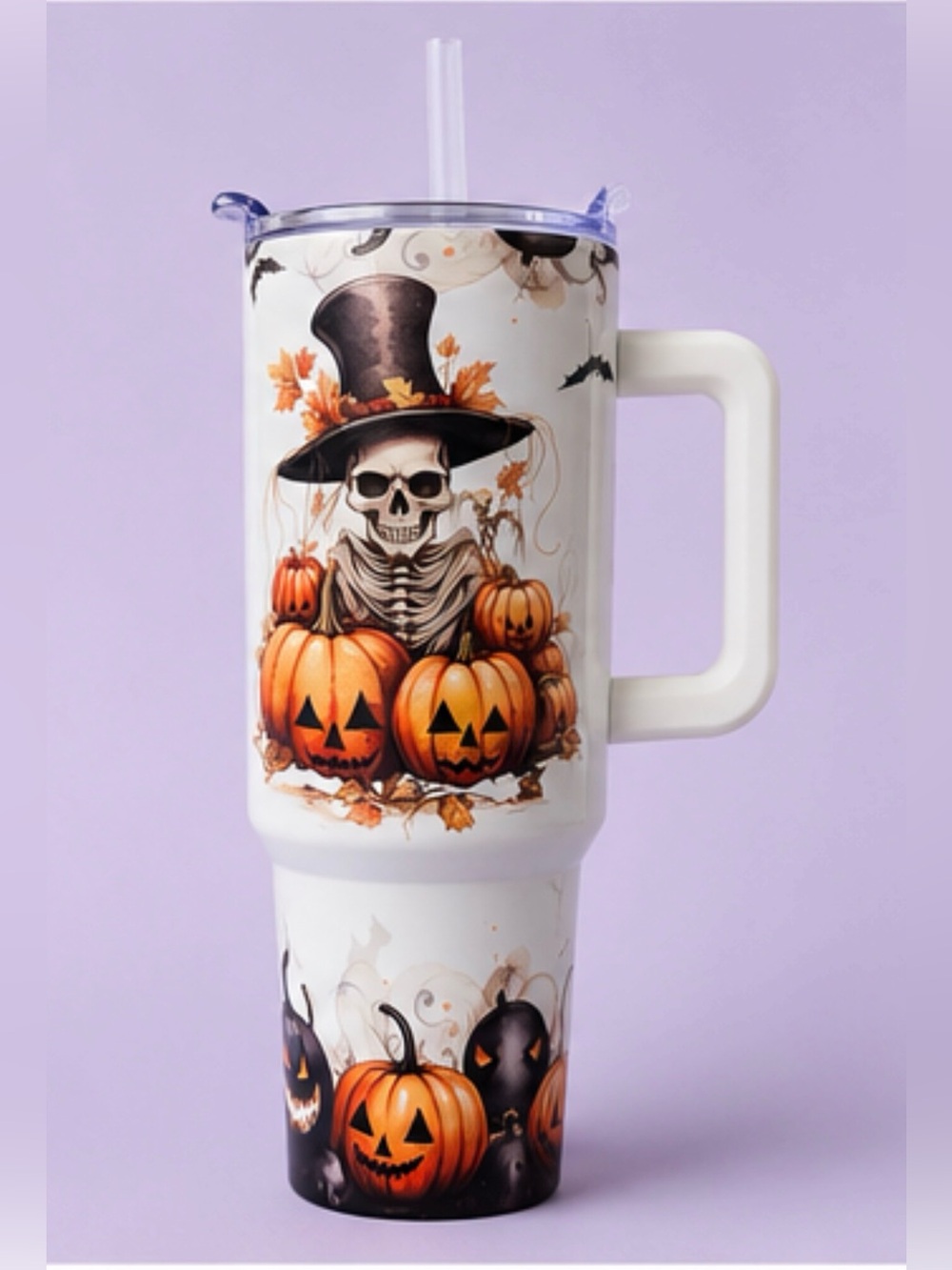 White 'Tis The Season To Be Spooky’Insulated 40 oz. Steel Halloween Tumbler - Picture 2 of 7